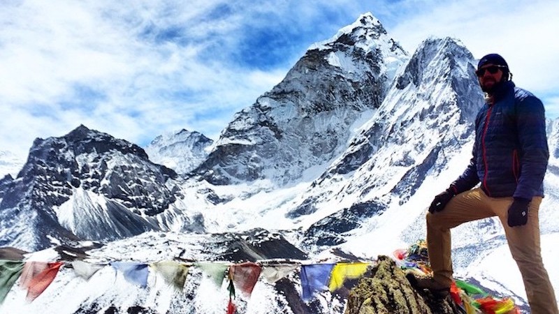 Digital nomad clint johnston at everest base camp