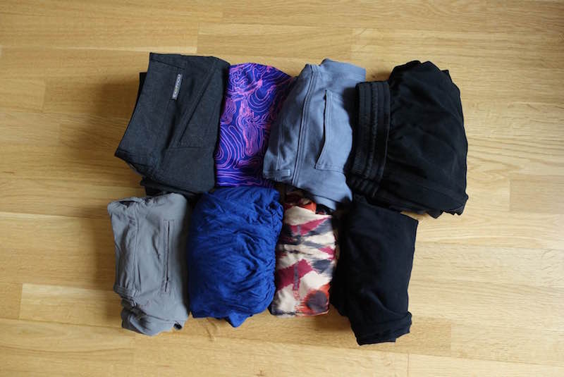 Travel gear packed into large stuff sack in main compartment of Minaal Carry-on