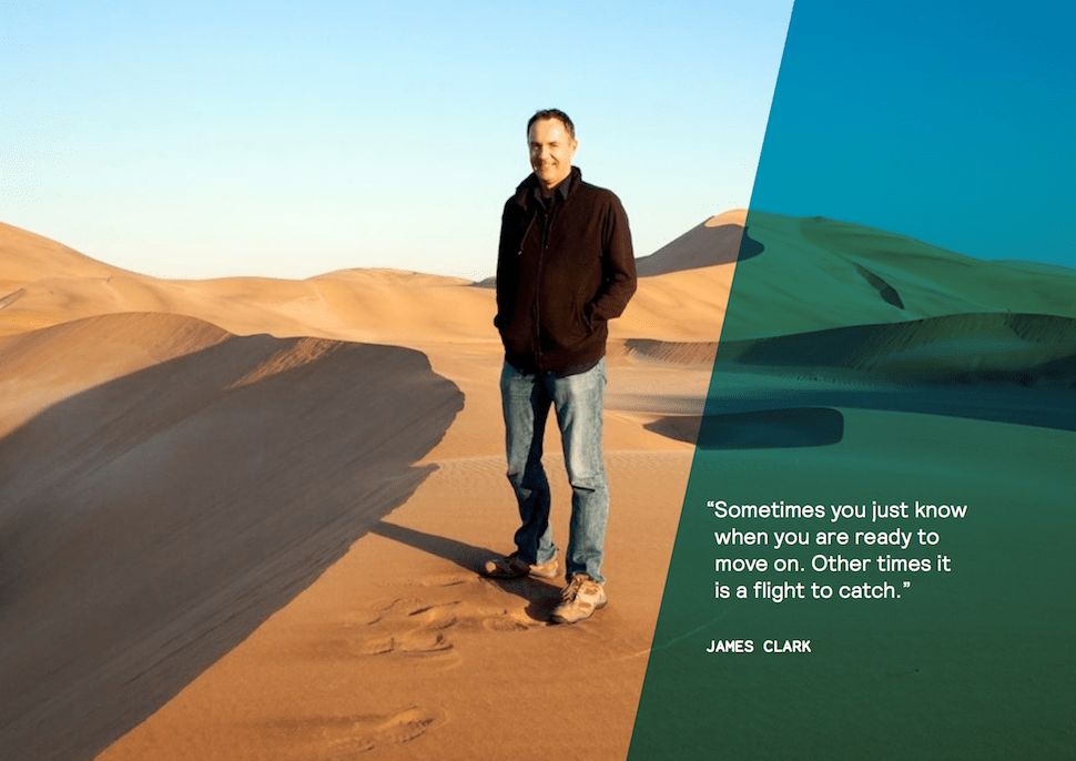 Digital Nomad James Clark on sand dunes in the Sahara