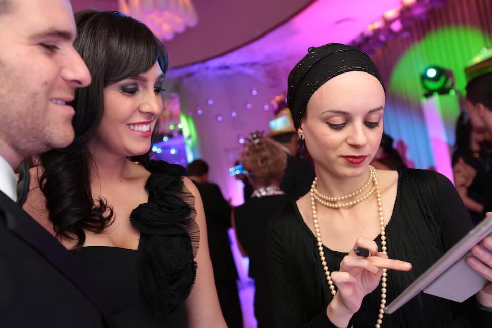 Drawing Booth Elke Reva Sudin Sharing a Portrait at a black tie event (1)